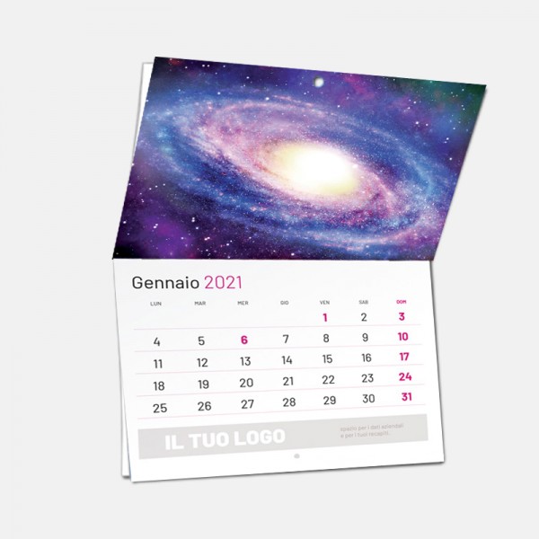 Calendari da parete con rilegatura a spirale 5/0, Orizzontale, colore  d'effetto oro, A4, A4 con Onlineprinters